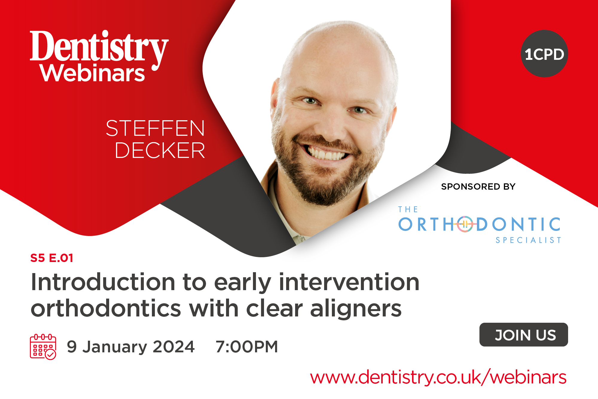 Join Steffen Decker on Tuesday 9 January at 7pm as he discusses an introduction to early intervention orthodontics with clear aligners. 
