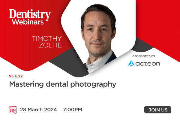 Join Timothy Zoltie on Thursday 28 March at 7pm as he discusses how to master dental photography – register now!