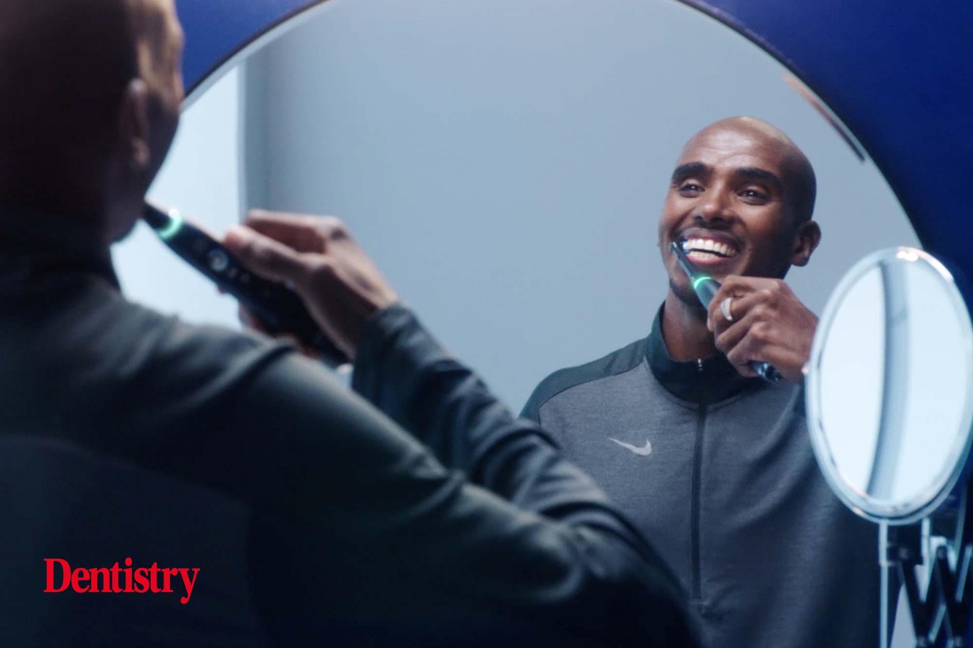 mo farah brushing teeth