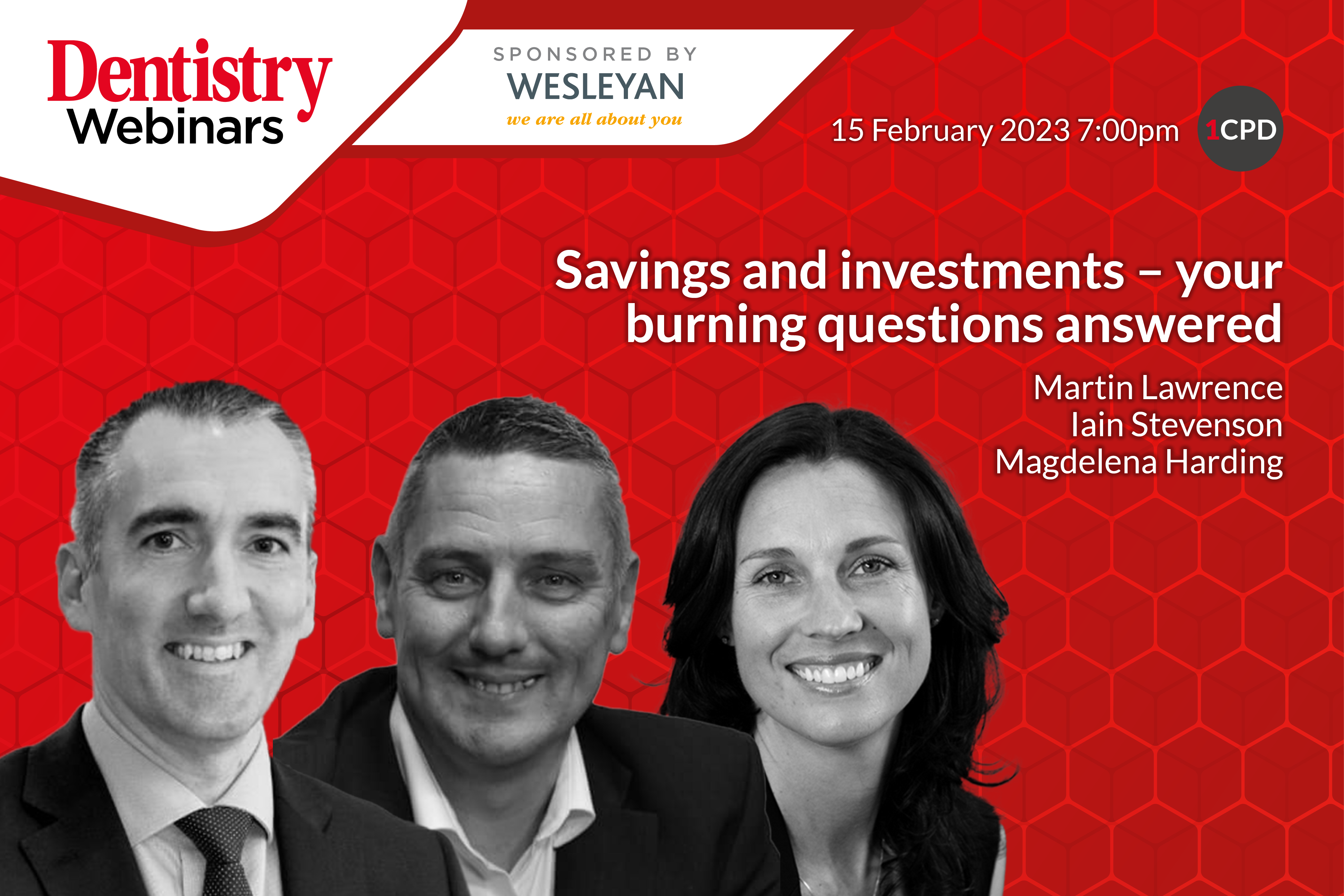 Join Martin Lawrence, Iain Stevenson and Magdelena Harding on Wednesday 15 February at 7pm for a panel discussion on savings and investments.