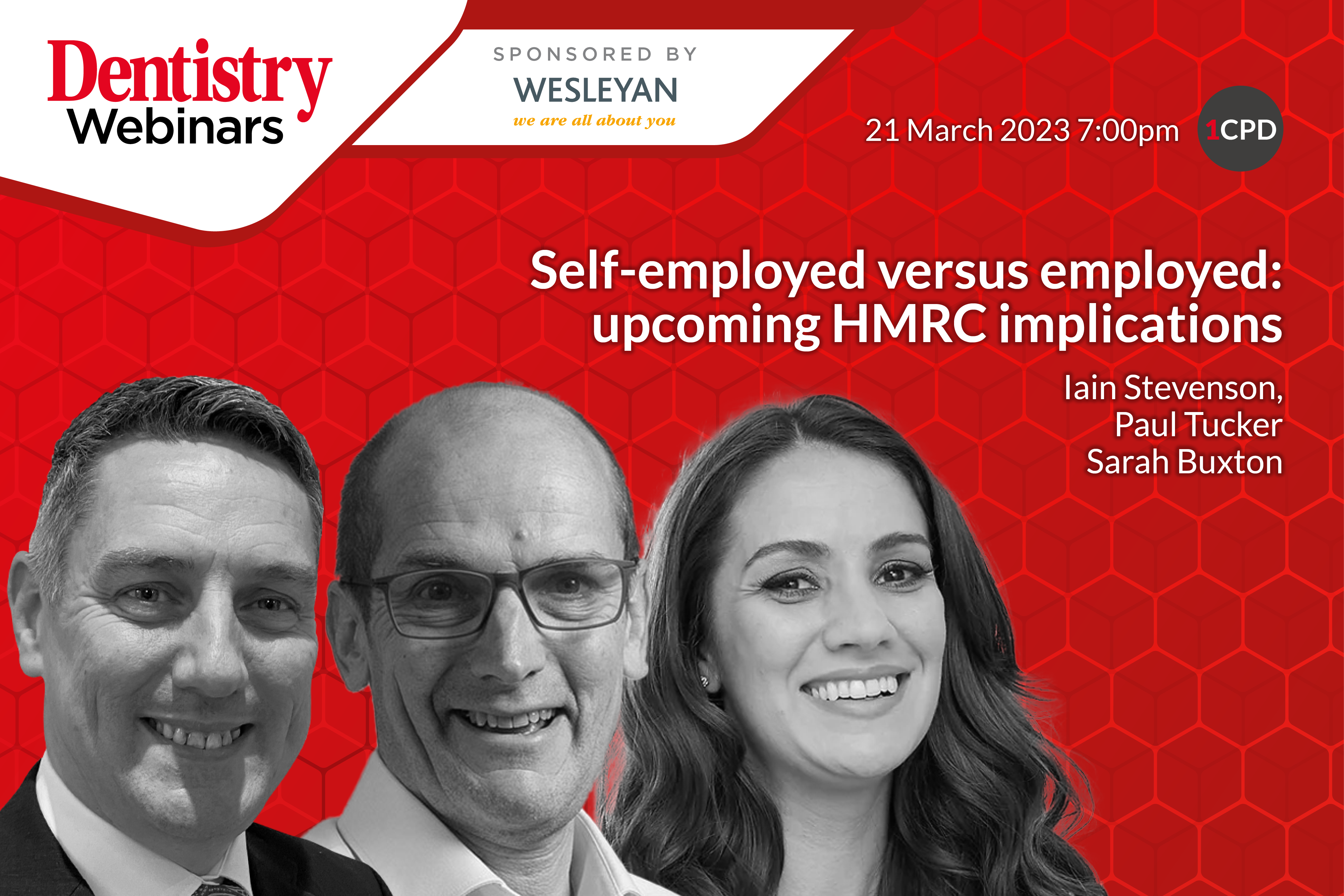 Don't miss Iain Stevenson, Paul Tucker and Sarah Buxton on Tuesday 21 March at 7pm as they discuss self-employed versus employed : upcoming HMRC implications. 