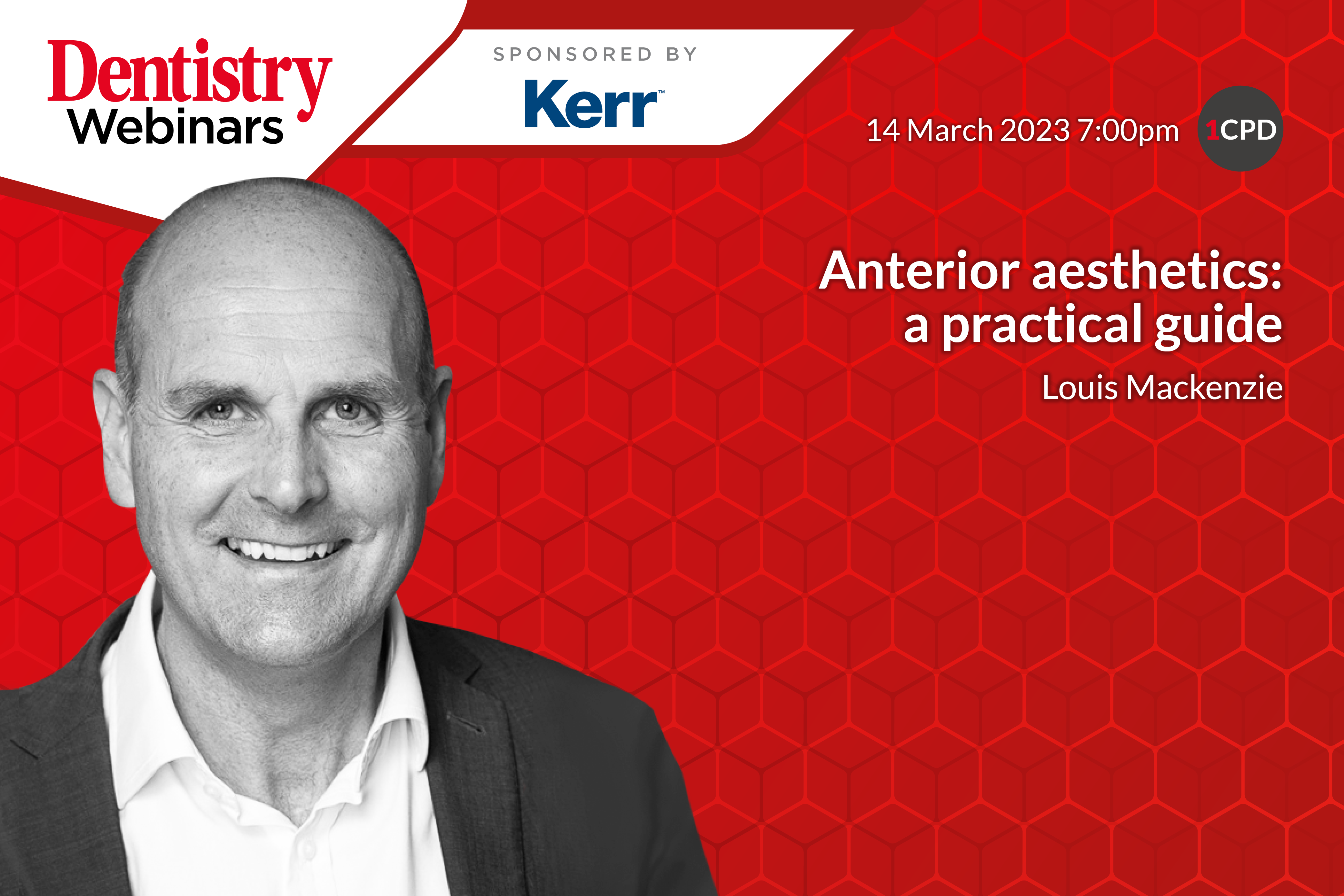 Join Louis Mackenzie on Tuesday 14 March 2023 at 7pm as he discusses a practical guide for anterior aesthetics.